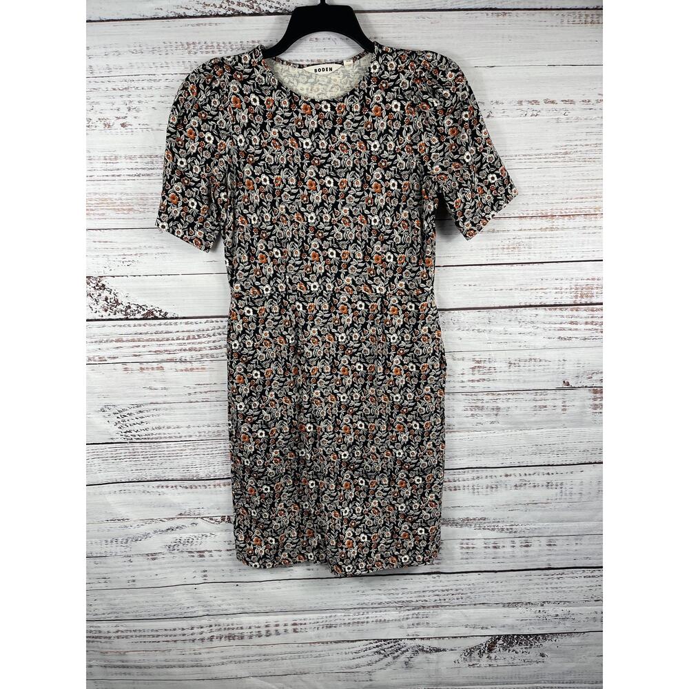 Boden Dress Women's 10 Tall Multicolor Floral Jersey Sheath Knee Length Pockets